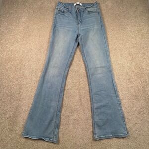 Enjean Women Light‎ Wash Flare Denim Jeans Size 9/29 High Rise Stretch Blue